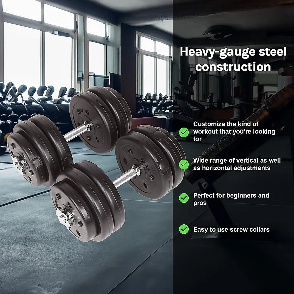 30KG Adjustable Dumbbell Set with Steel Bars & Collars