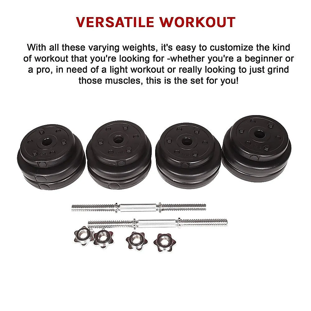 30KG Adjustable Dumbbell Set with Steel Bars & Collars