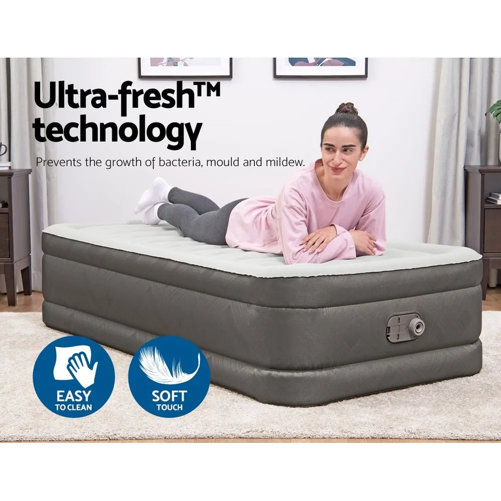 46 CM Thickness Fortech™ Air Bed Inflatable Mattress with Built in Pump - Single Size