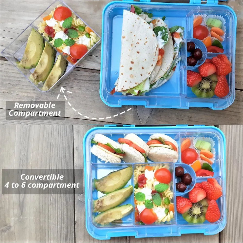 6 & 4  Convertible Bento Lunch Box - Dino Blue