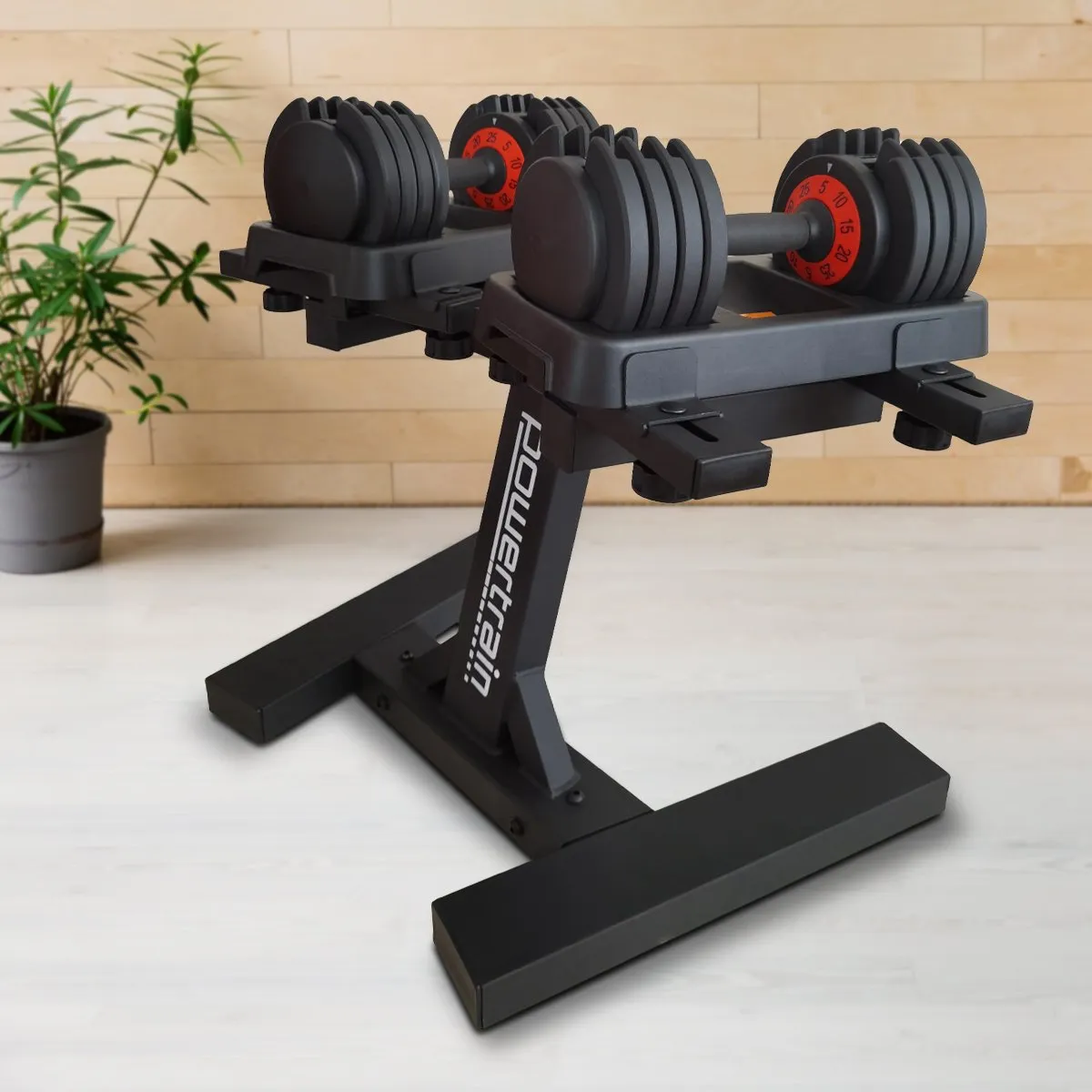 Adjustable Cast Iron Dumbbell Set 50kg with Stand - Powertrain GEN2