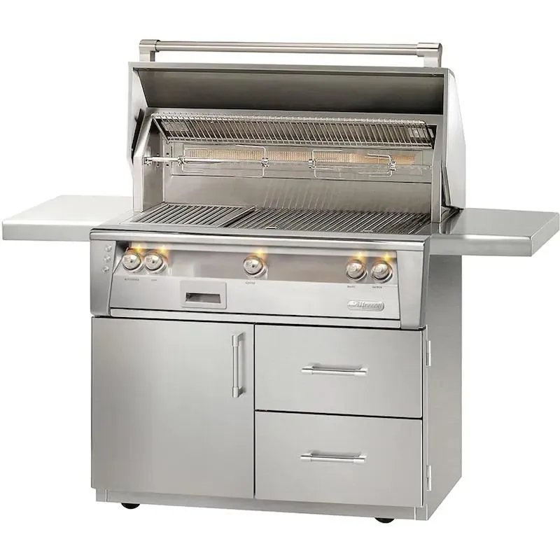 Alfresco ALXE 42" FS NG Grill On Deluxe Cart W/ Sear Zone &  Rotisserie