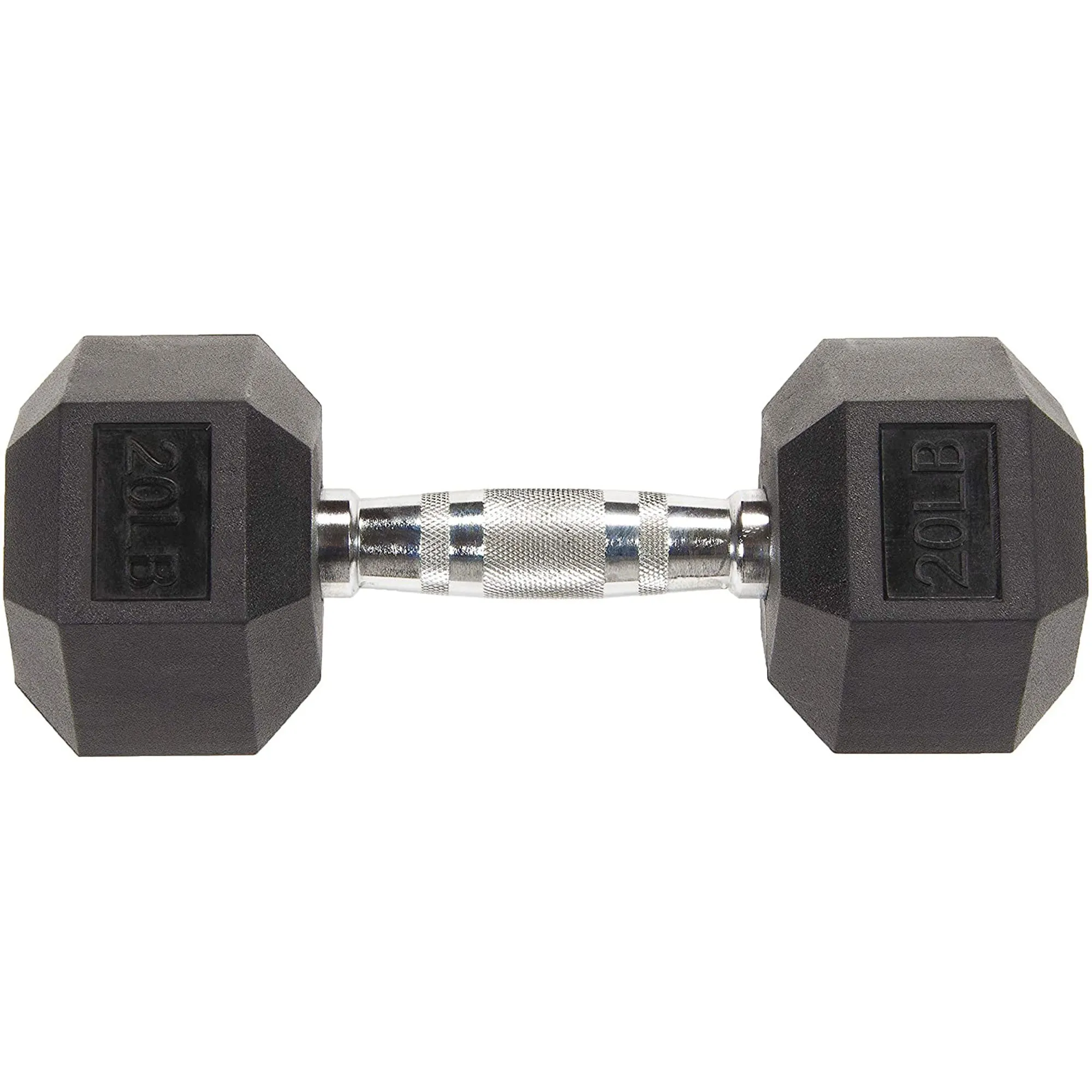 BalanceFrom Fitness 20LB Pair Rubber Hexagon Dumbbell Hand Weights (Open Box)