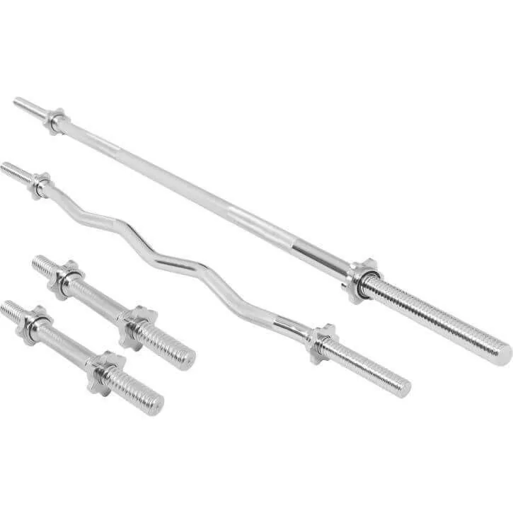 Barbell and EZ Bar with Dumbbells Set - Star Collars