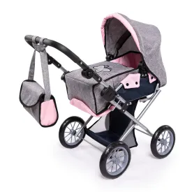 Bayer Design City Star Convertible Doll Pram - Grey, Pink, Butterfly