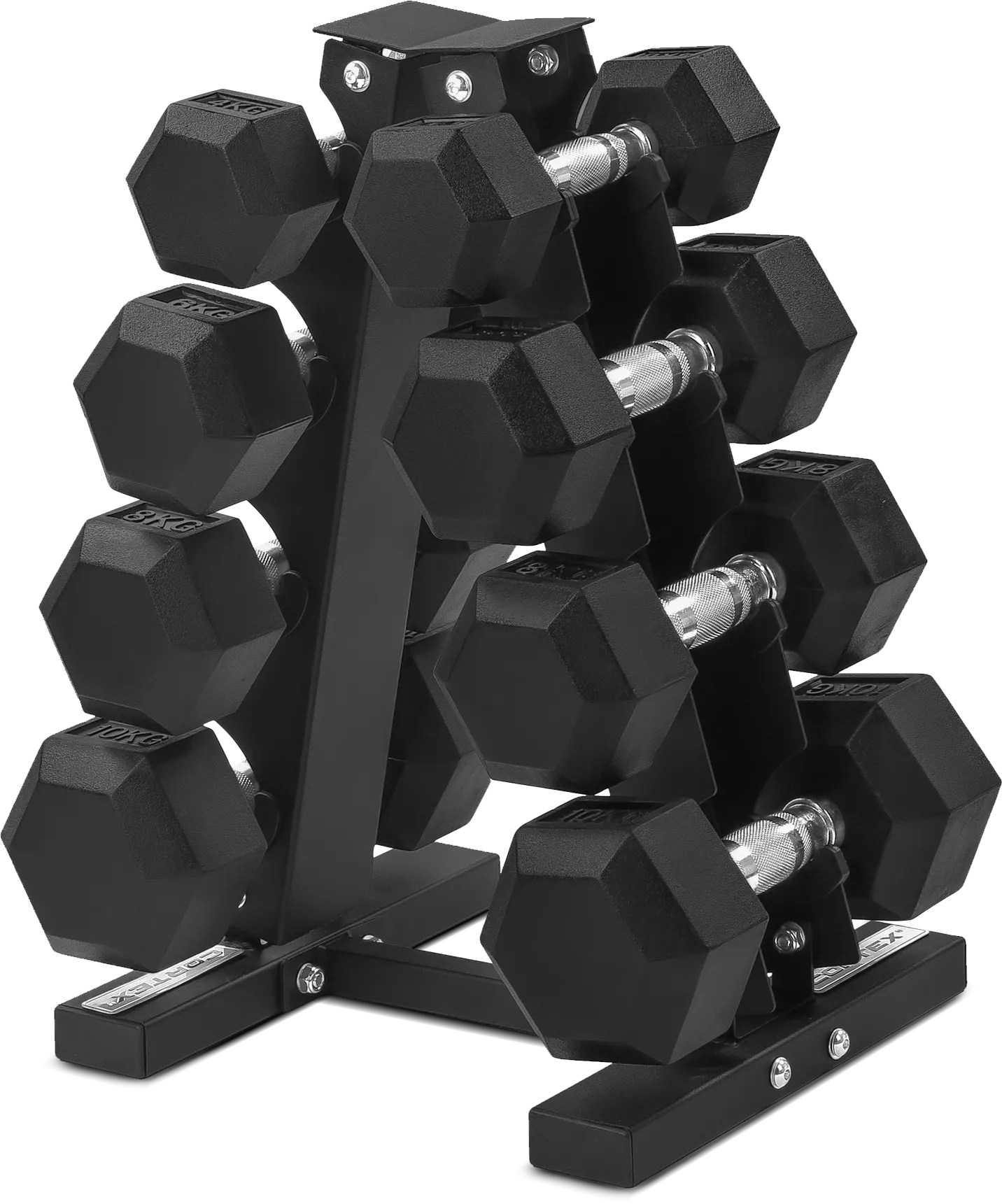 CORTEX Hex Dumbbell 56kg Set with Stand (4, 6, 8, 10kg Pairs)