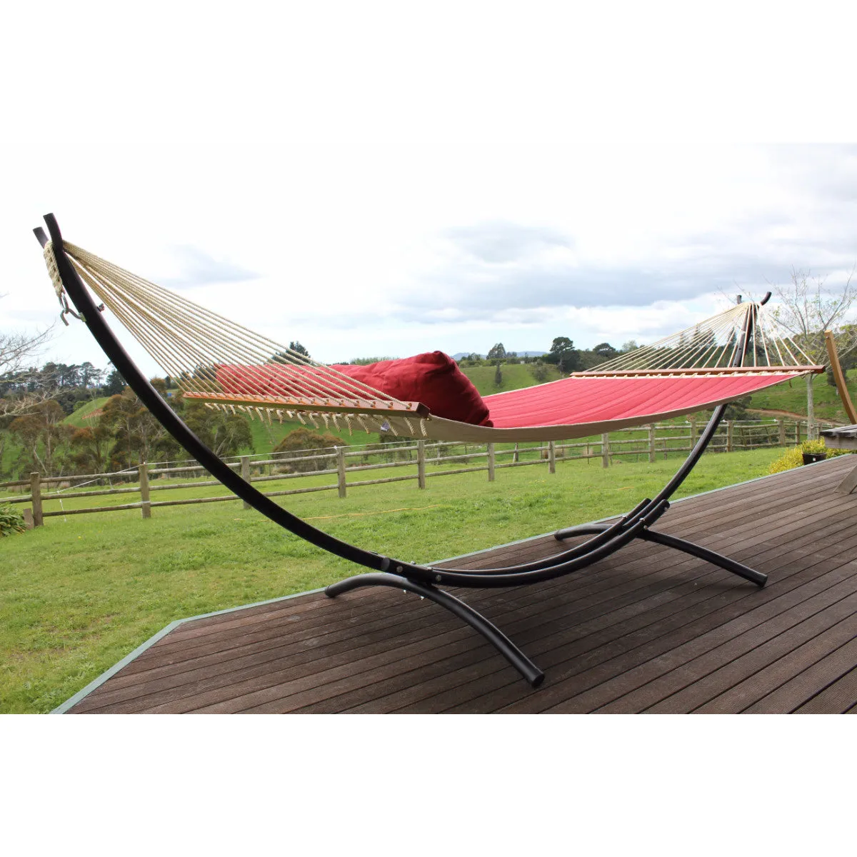 Curved Black Metal Hammock Stand