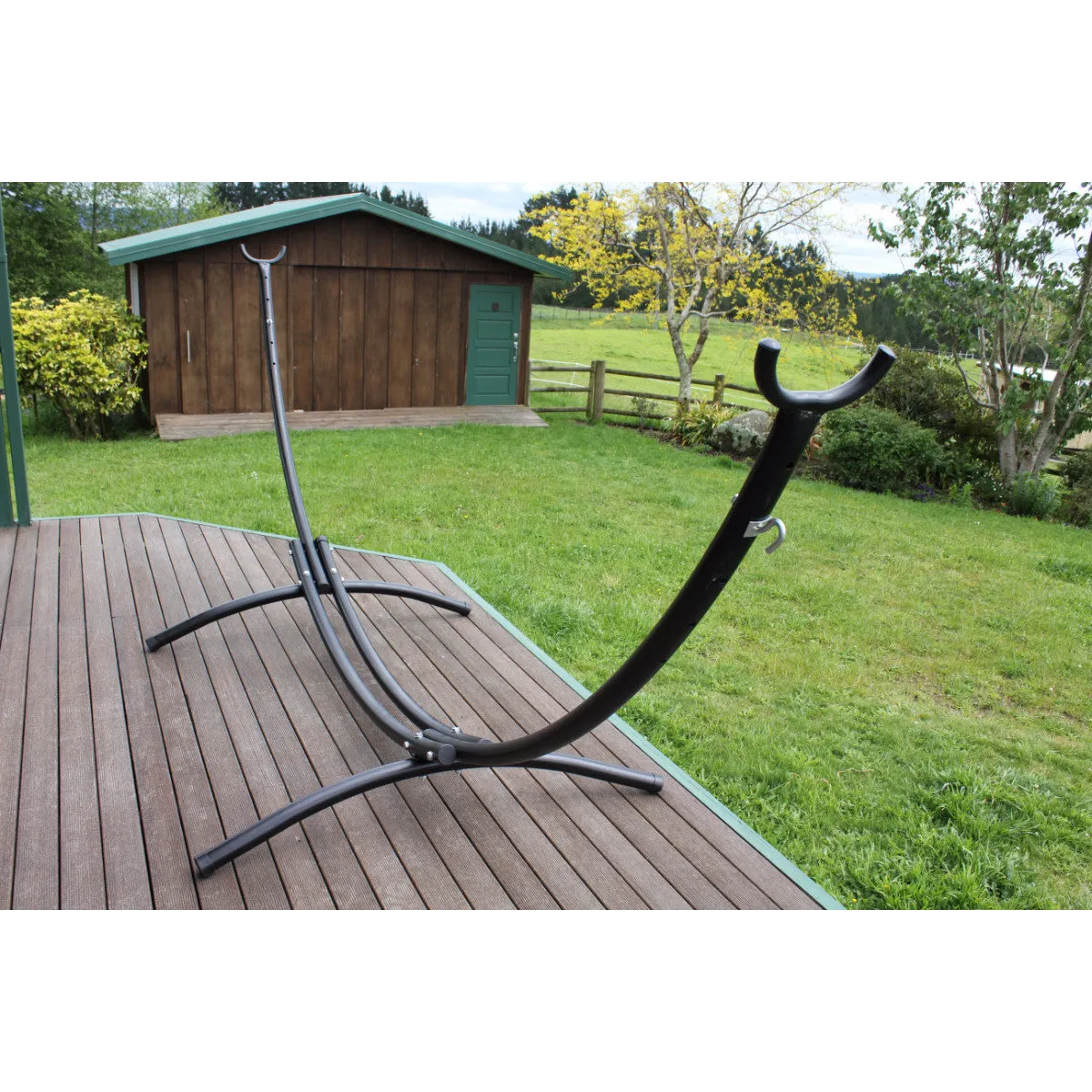 Curved Black Metal Hammock Stand