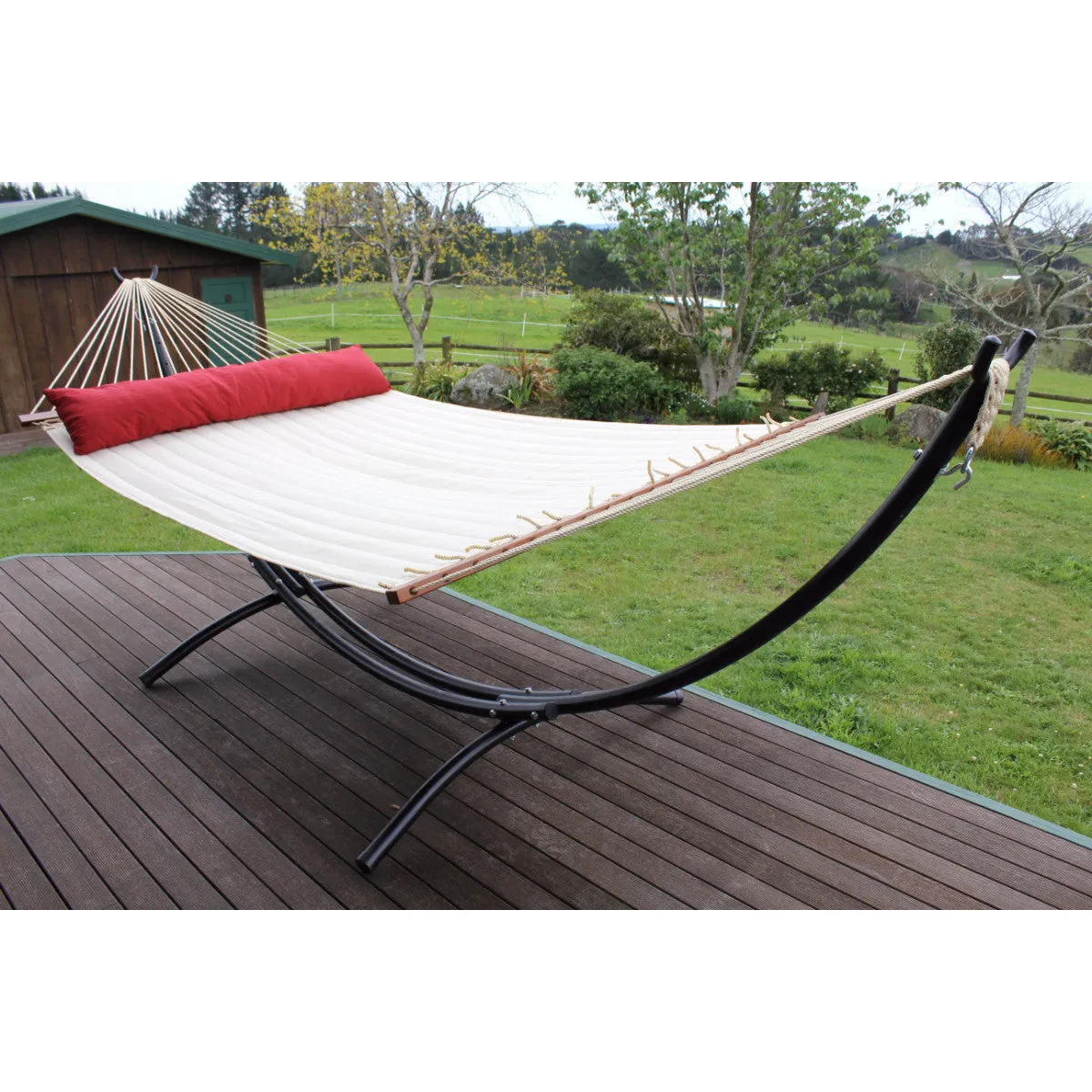 Curved Black Metal Hammock Stand