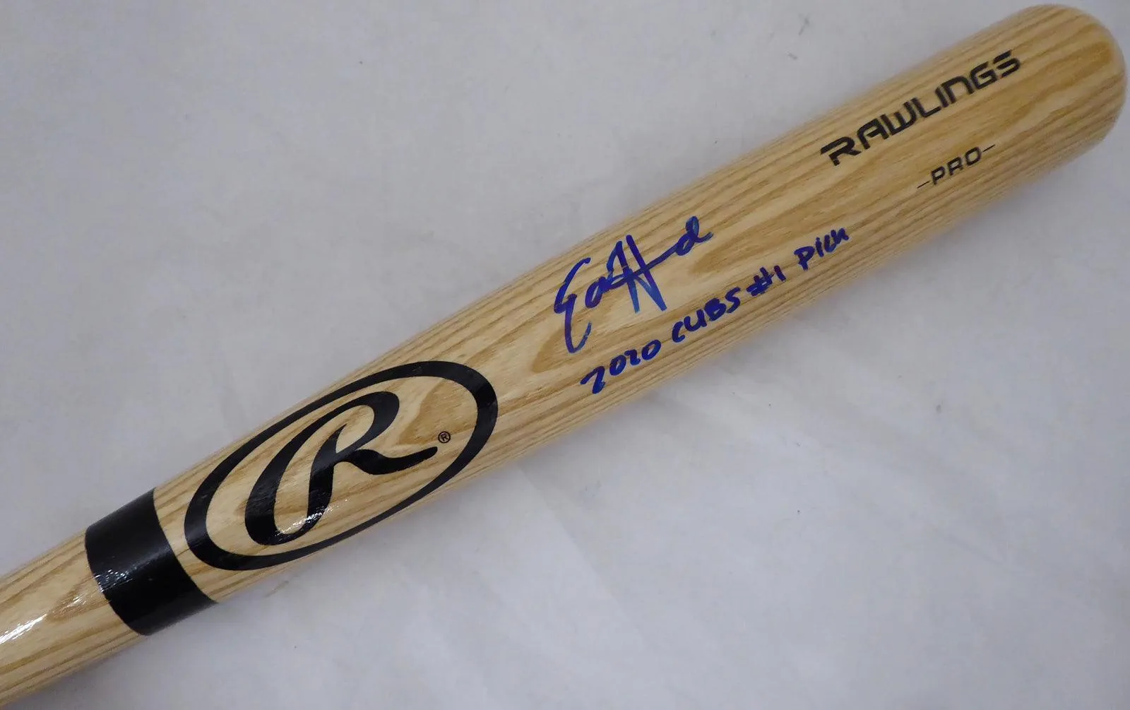 Ed Howard Autographed Blonde Rawlings Baseball Bat Chicago Cubs "2020 Cubs #1 Pick" Beckett BAS Stock #179024