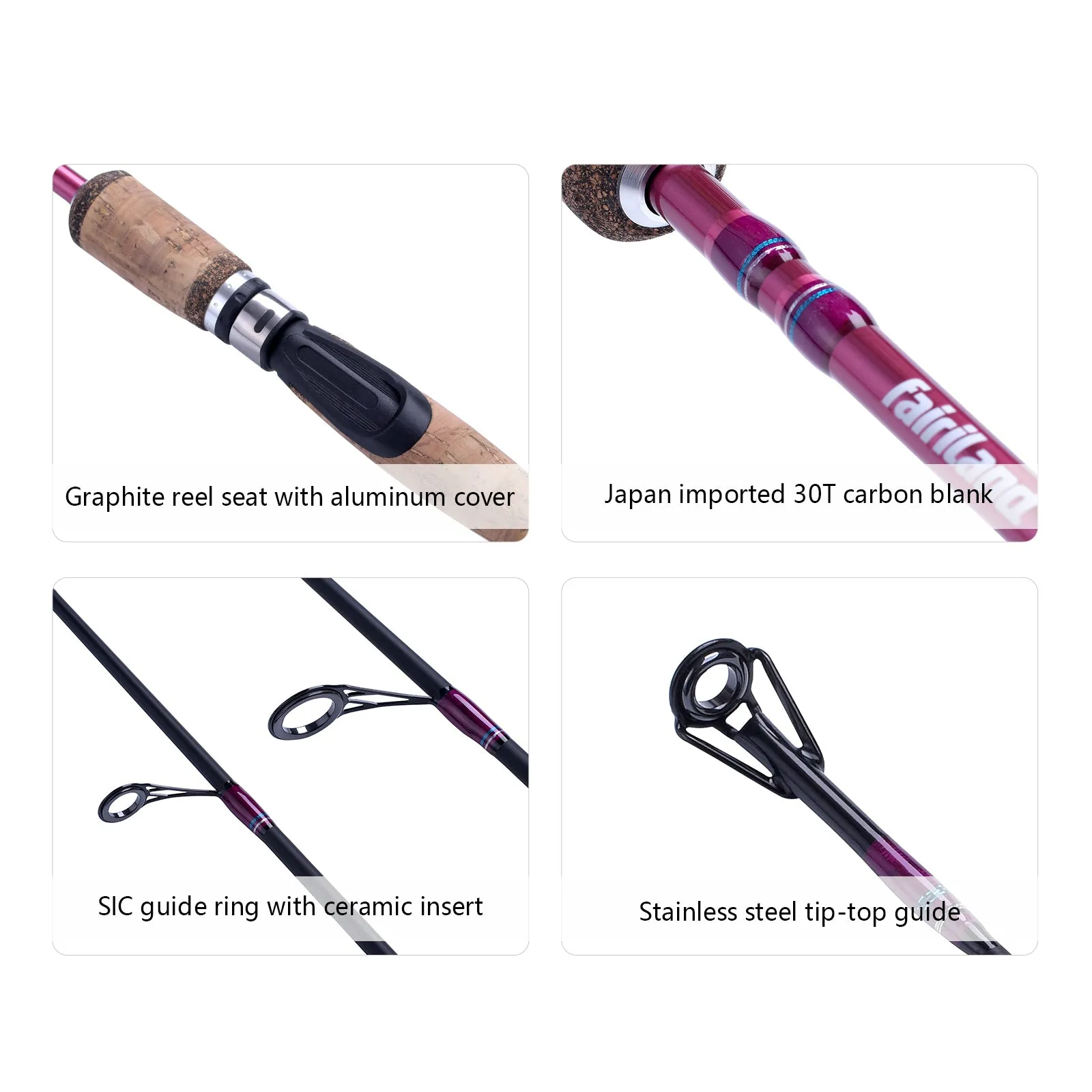 Fairiland 018C M MH Spinning Fishing Rod 1.83m/1.98m/2.1m Carbon Lure Fishing Pole Cork Wood Handle