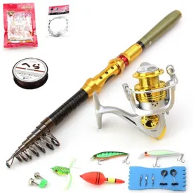 Fishing Rod Lures and Metal Reels Set