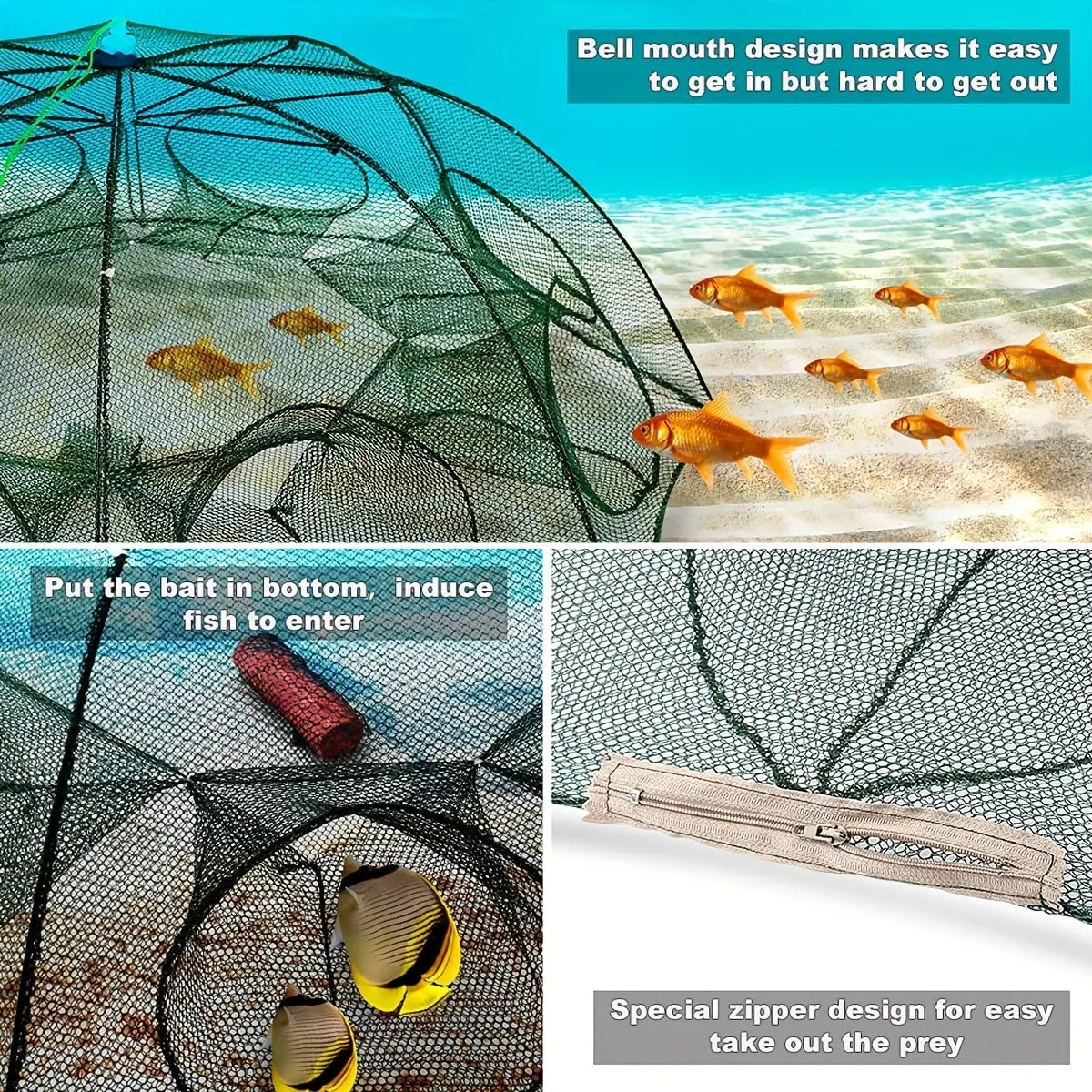 Foldable Hexagonal Umbrella Fishing Net Easy Catch Minnow Crayfish