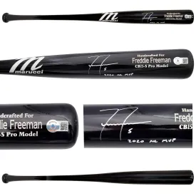 Freddie Freeman Autographed Black Marucci Bat Atlanta Braves "2020 NL MVP" Beckett BAS QR Stock #202043