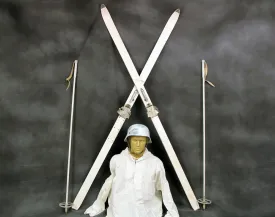 German WW2 style Mountain Trooper Skis & Poles Set