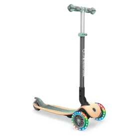 Globber Primo Foldable Wood Lights Scooter - Mint (3y - 7y)