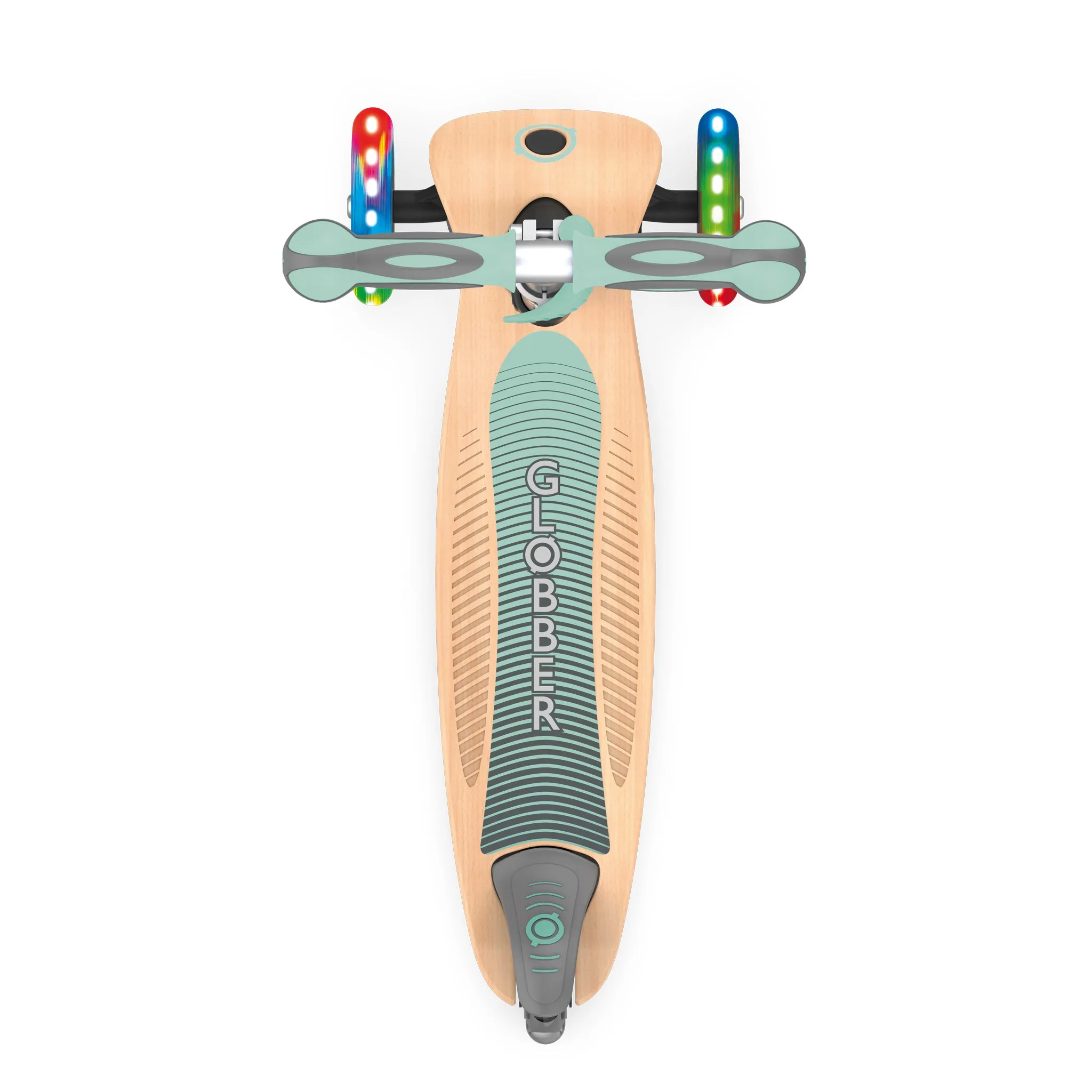 Globber Primo Foldable Wood Lights Scooter - Mint (3y - 7y)