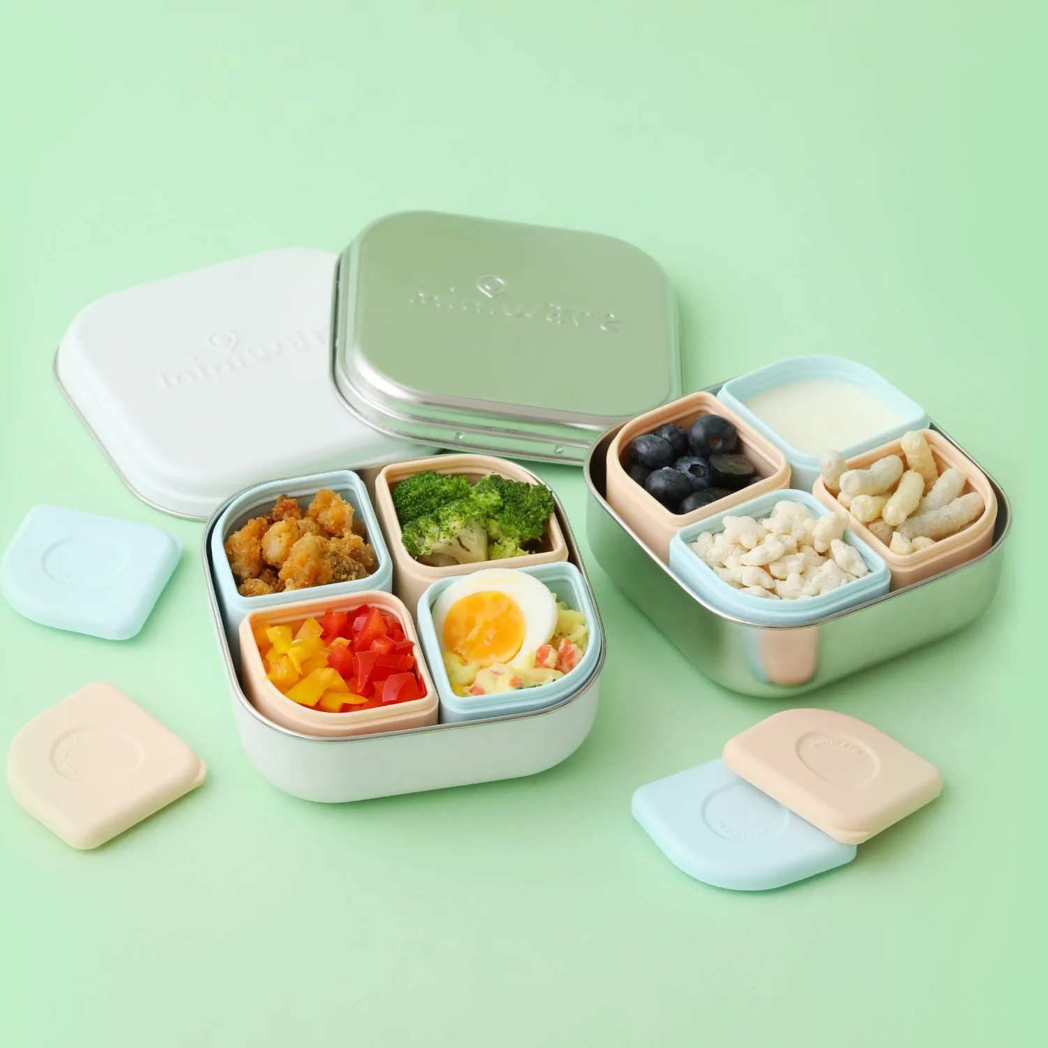 Grow Bento with 2 silipods Lunch Box-Key Lime/Grey