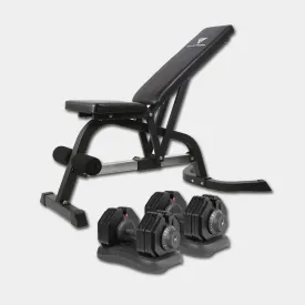 Hit Fitness Deluxe Weight Bench with 40kg Adjustable Dumbbells