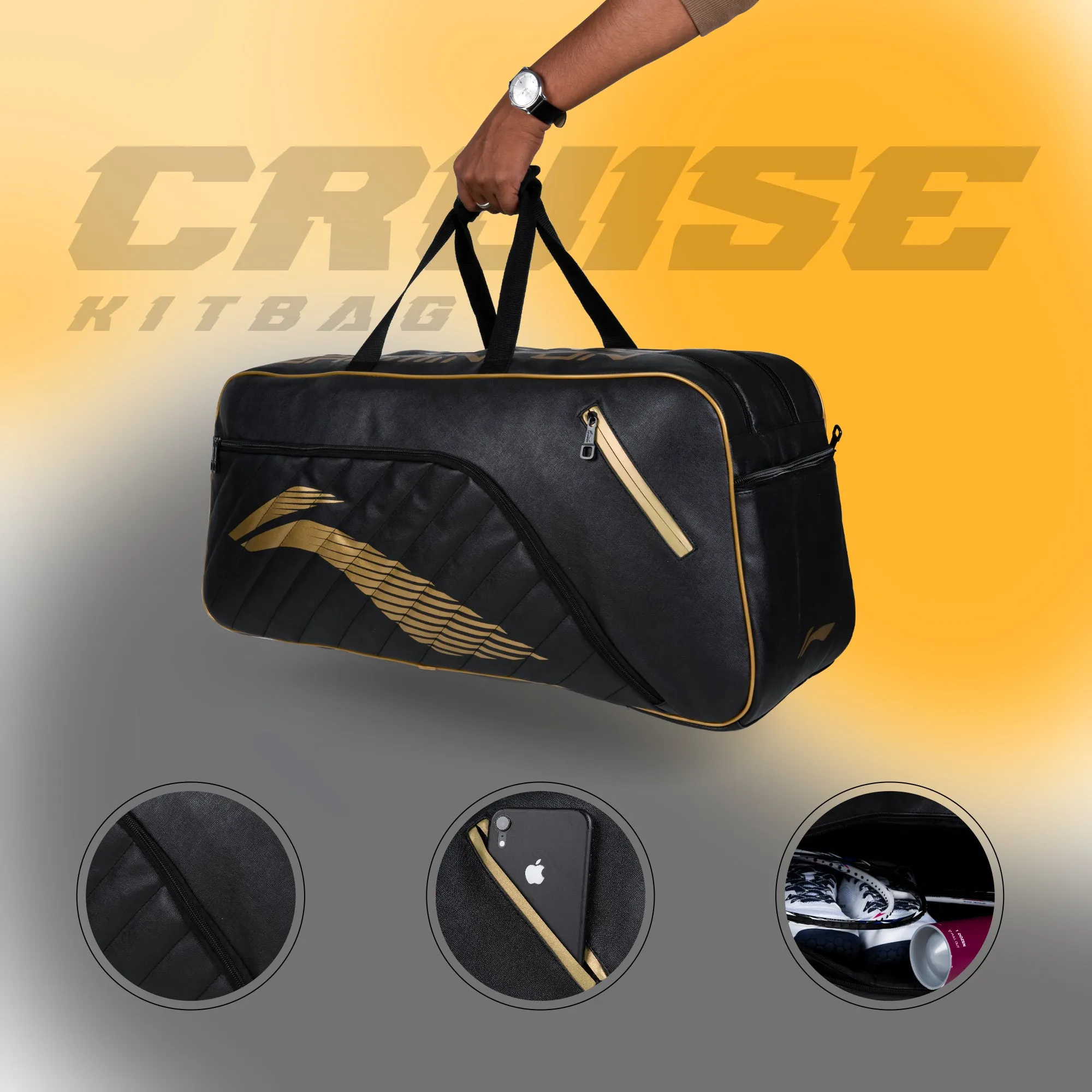 Li-Ning Cruise Badminton Kit Bag (Black) (Size - M/30 L)