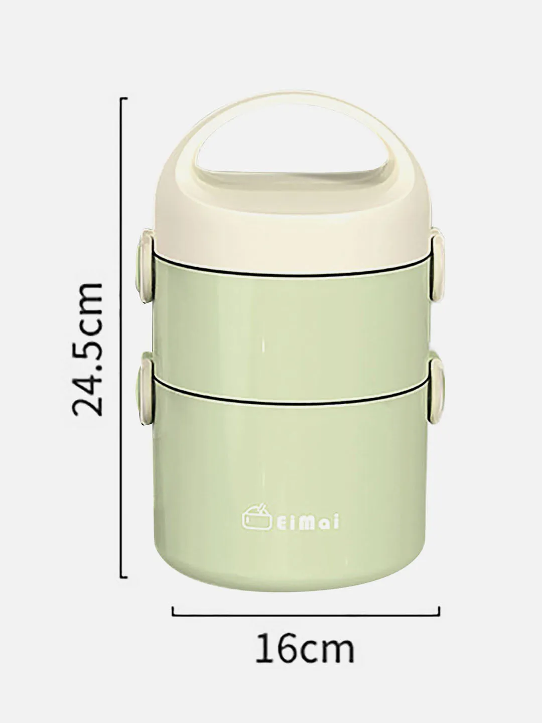 Little Surprise Box Green Double Layered Stainless Steel Vertical Lunch Box with matching Cover