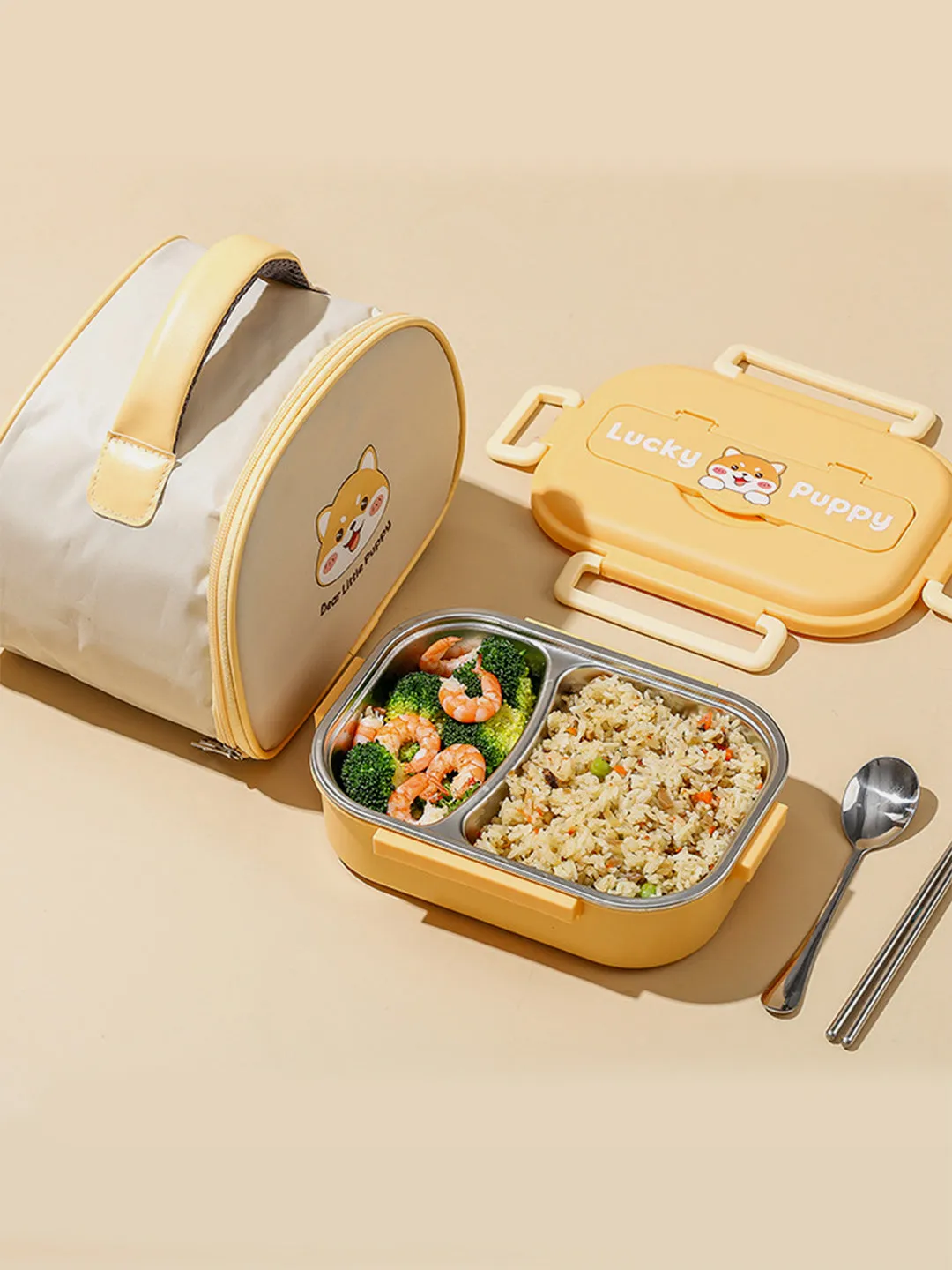 Little Surprise Box Medium Stainless Steel Lunch Box /Tiffin With  Lunch Bag For Kids