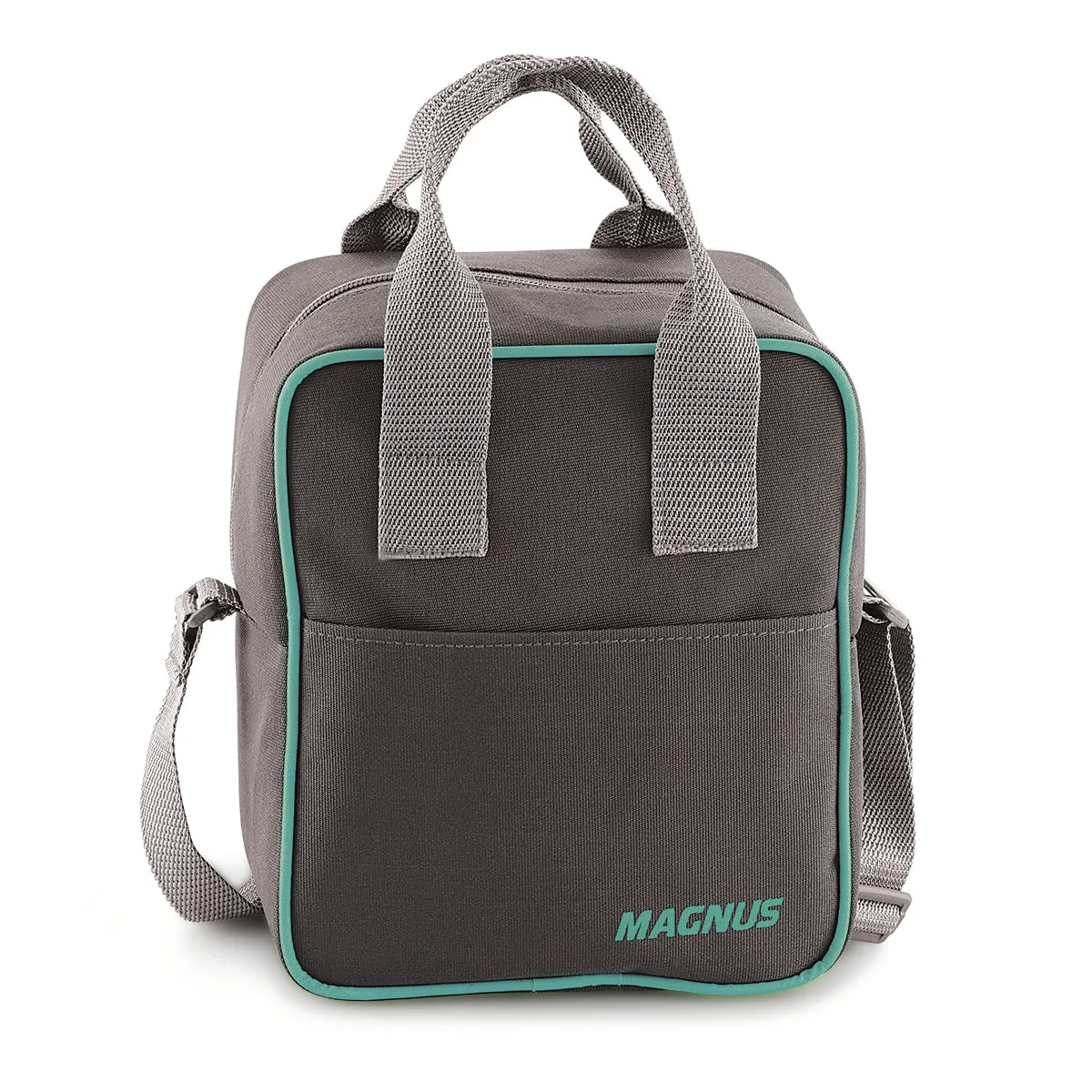 Magnus Glock Solid Lunch Box with Vertical Pouch & Detachable Clip, 3 1 Square Glass Containers 320 ML