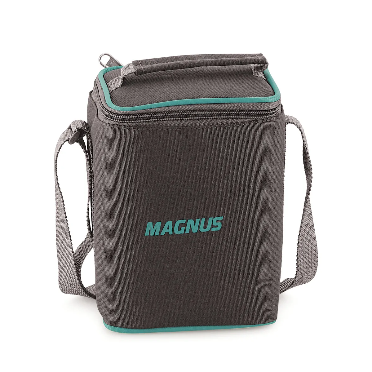 Magnus Glock Solid Lunch Box with Vertical Pouch & Detachable Clip, 3 Square Glass Containers 320 ML