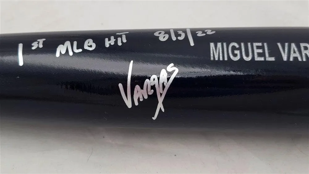 Miguel Vargas Autographed Black Rawlings Bat Los Angeles Dodgers "1st MLB Hit 8/3/22" Beckett BAS Witness #WZ59382