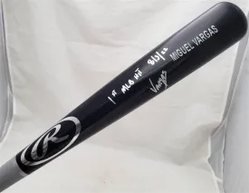 Miguel Vargas Autographed Black Rawlings Bat Los Angeles Dodgers "1st MLB Hit 8/3/22" Beckett BAS Witness #WZ59382