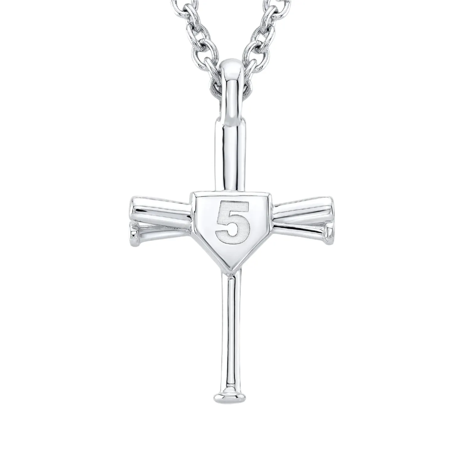 Numbered Baseball Bat Cross Necklace | Sterling Silver