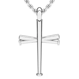 Original Baseball Bat Cross Necklace | Sterling Silver