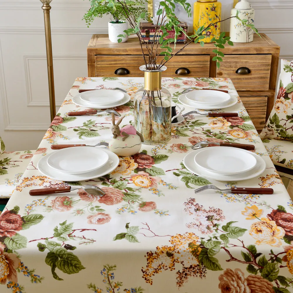 Plant Pure Cotton Fabric Table Cloth Rectangular Table Cloth