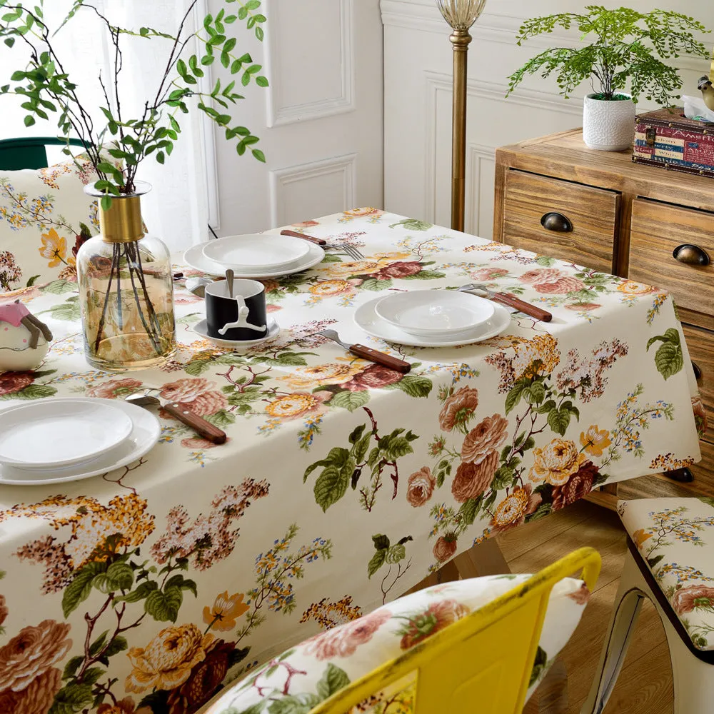 Plant Pure Cotton Fabric Table Cloth Rectangular Table Cloth