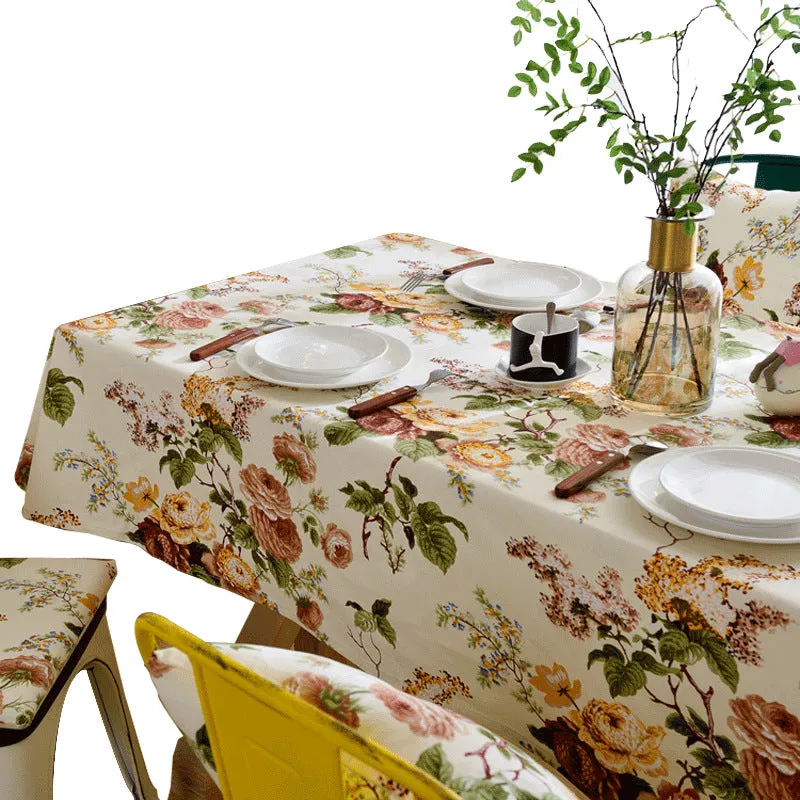 Plant Pure Cotton Fabric Table Cloth Rectangular Table Cloth