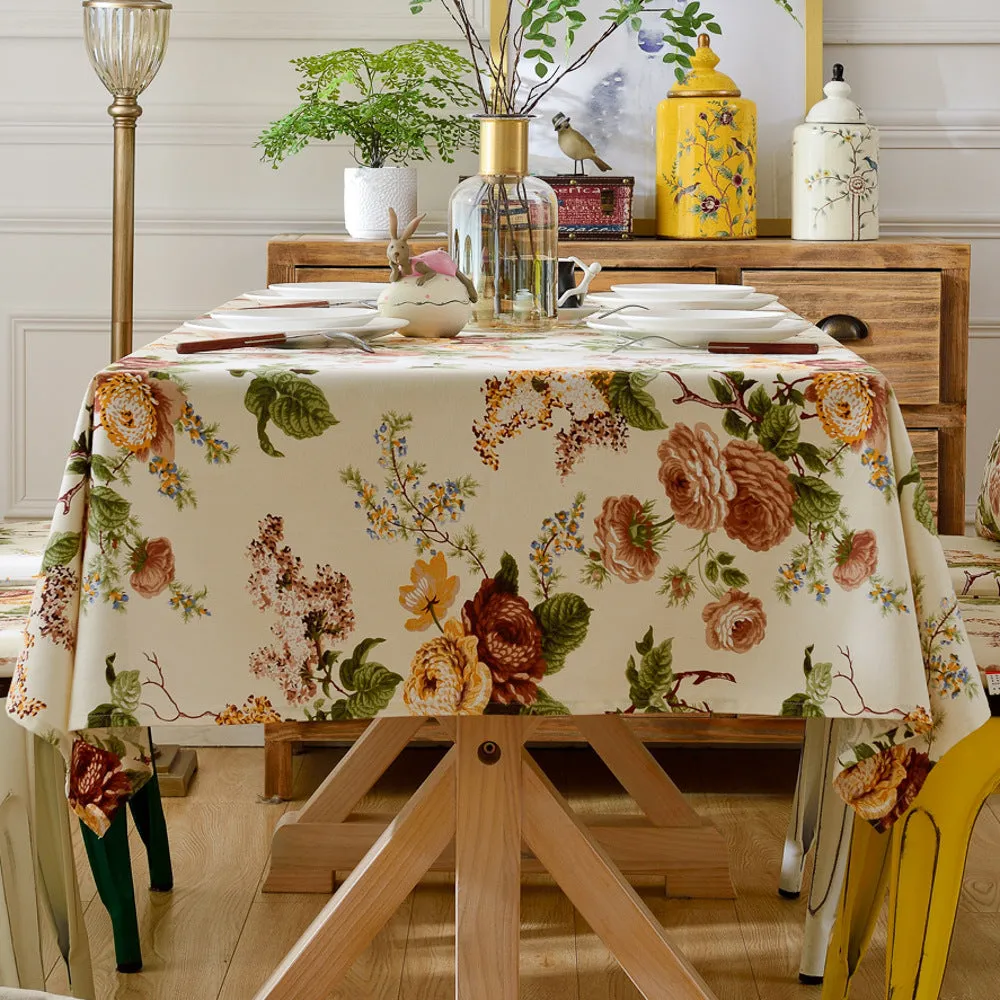 Plant Pure Cotton Fabric Table Cloth Rectangular Table Cloth