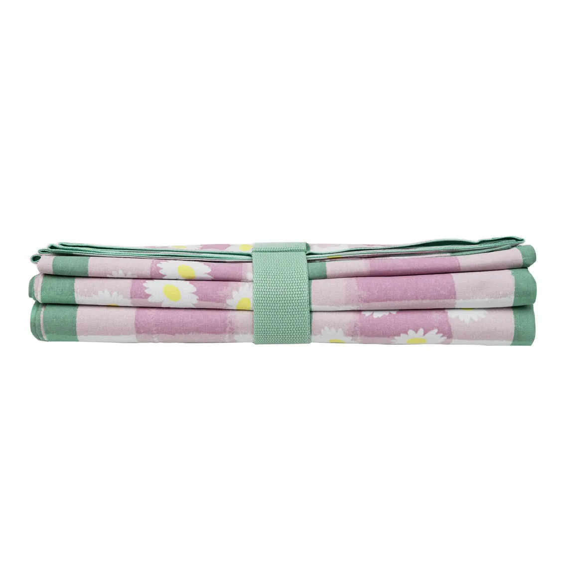 Purple & Green Gingham Daisy Picnic Blanket