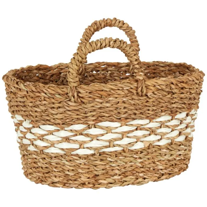 Round Seagrass Basket with White Bottom