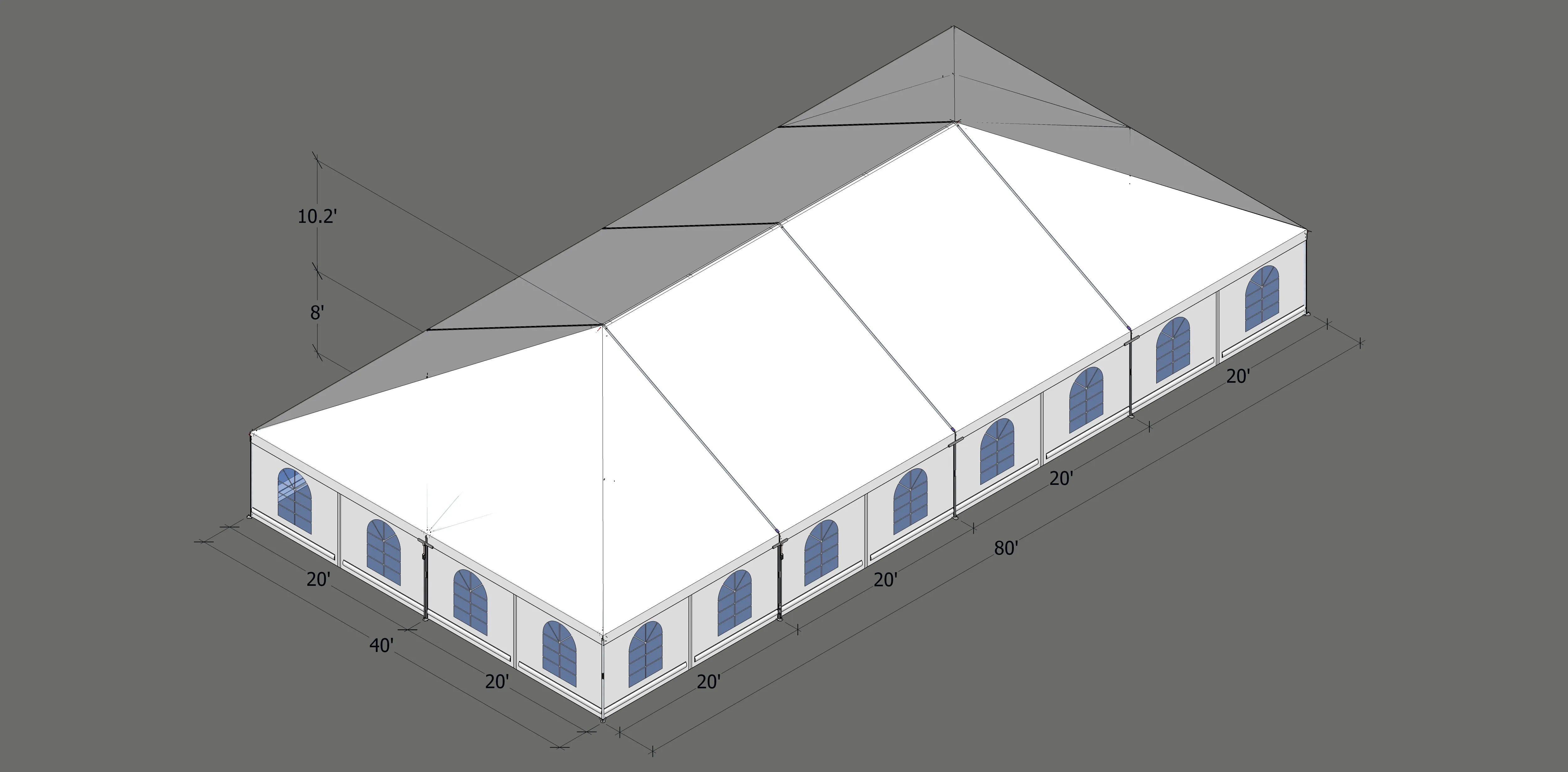 Turbotrack Tent, 40' x 80' French Window Walls