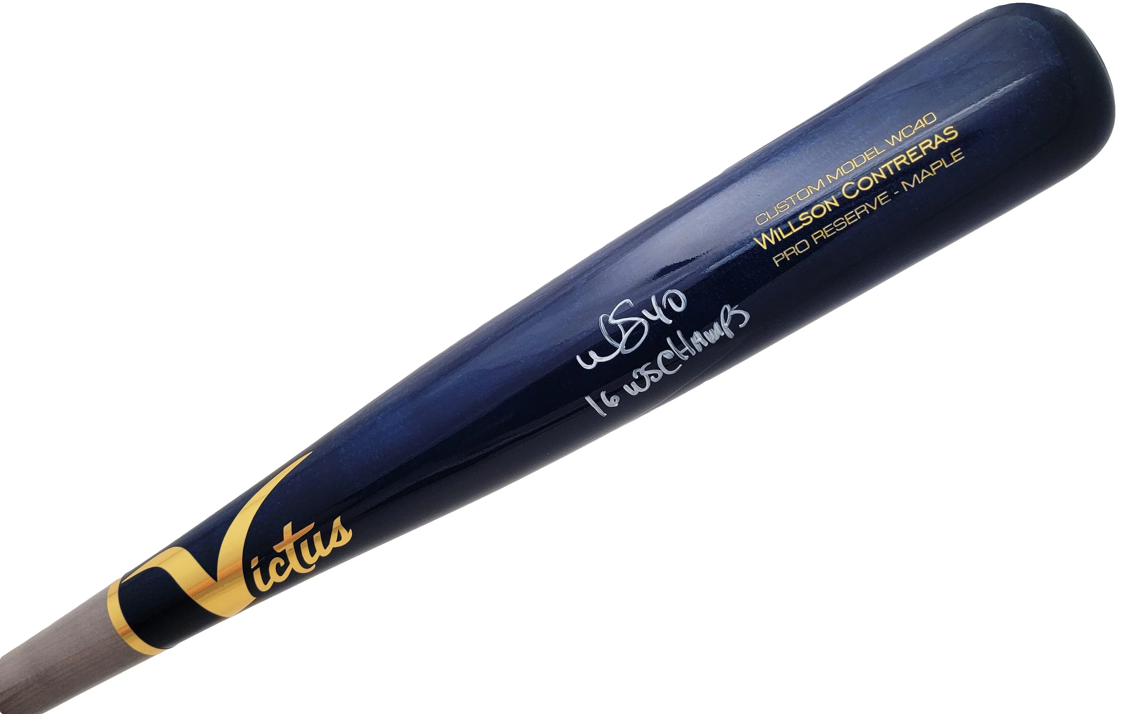 Wilson Contreras Autographed Black & Grey Victus Pro Reserve Maple Bat Chicago Cubs "16 WS Champs" MLB Holo Stock #208797