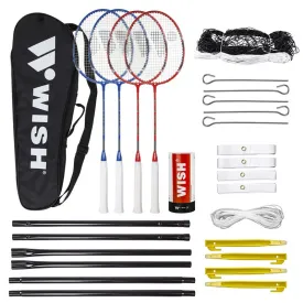 Wish Alumtec Badminton Racket Set 4 Rackets   3 Ailerons   Net   Lines