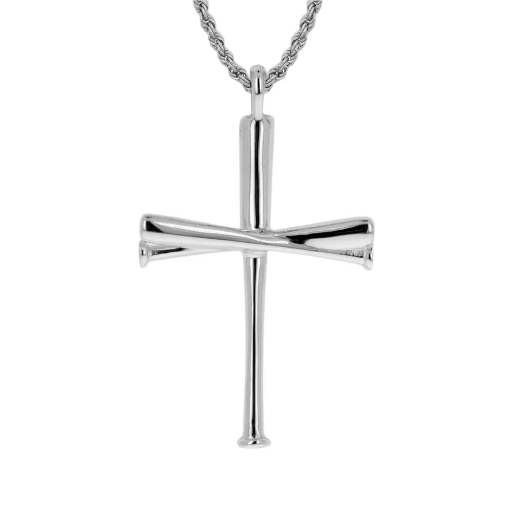 XL Baseball Bat Cross Necklace | Gold